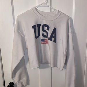 Women’s White USA Cropped Crewneck